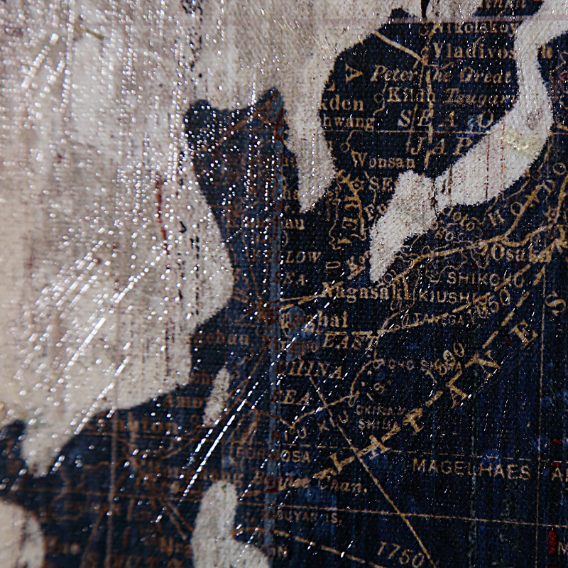 Vieille mappemonde bleue, impression sur toile tendue, H 12 po x l 24 po