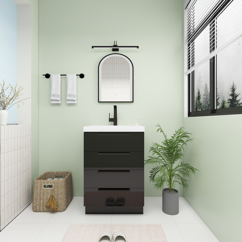 Meuble-lavabo autoportant Carla, Lustre noir, 24"
