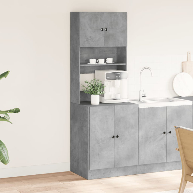 Kitchen Cabinet 60X50x180 Cm Engineered Wood, Concrete Grey
