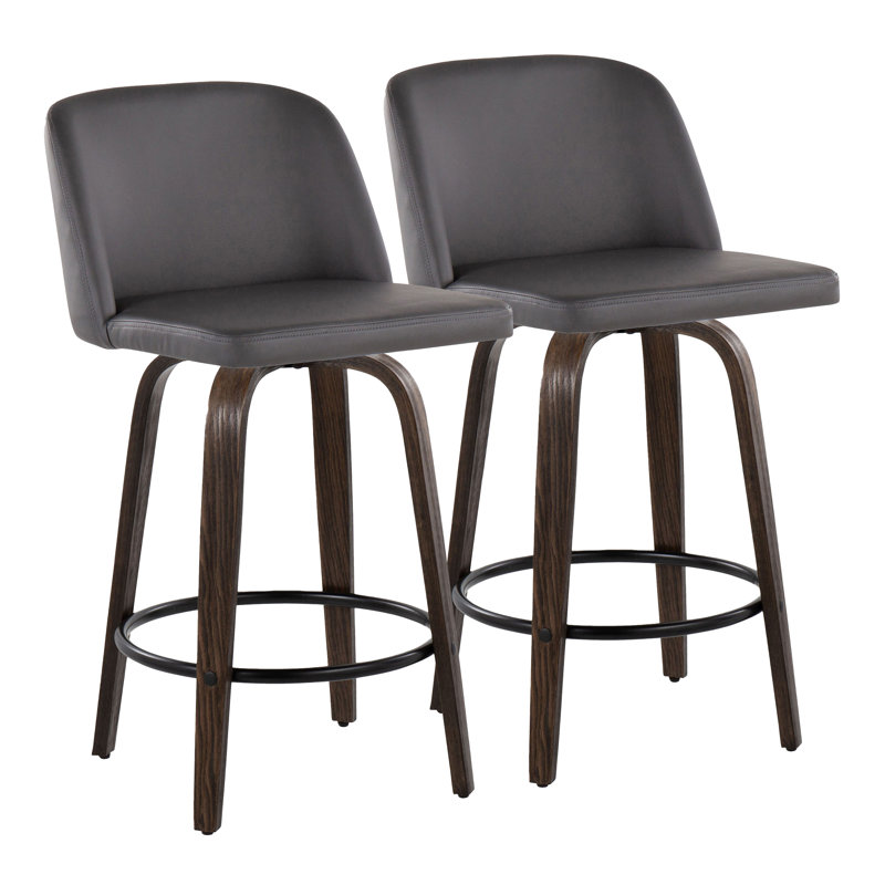 Lakyia Swivel Upholstered Counter Stool, Gray