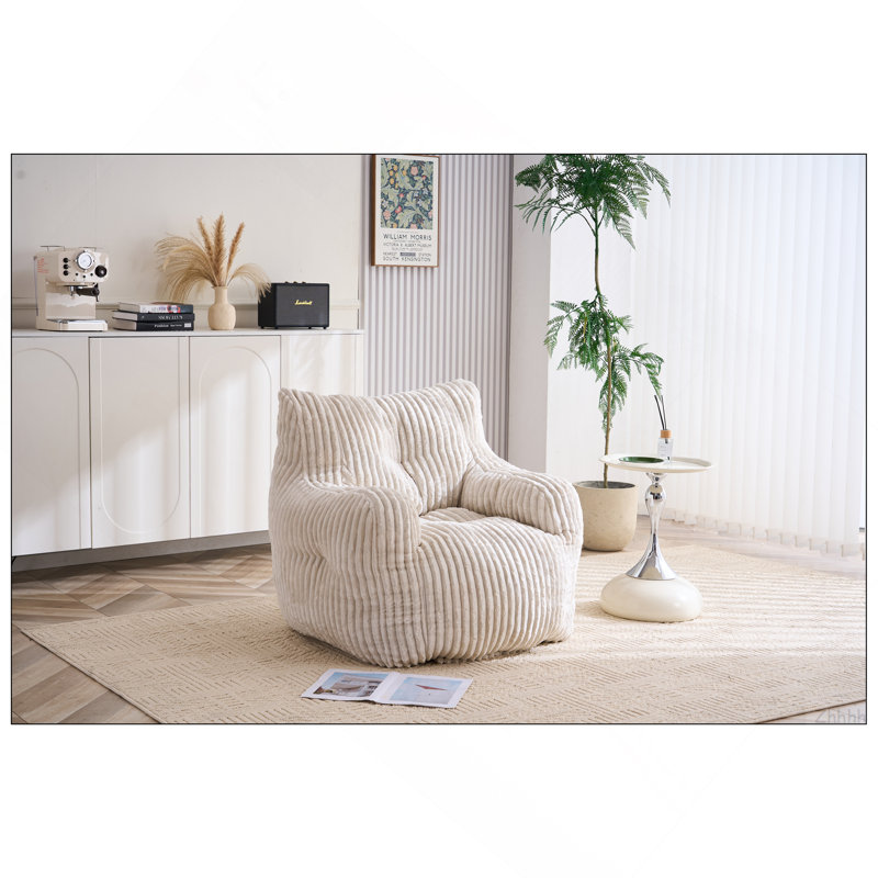 Fauteuil à billes 010-Soft Velvetoy, Tissu beige