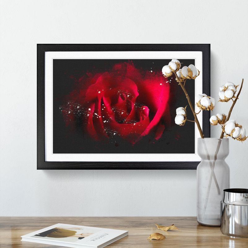 The Beauty of a Red Rose - Picture Frame Graphic Art Print, Black Framed, 33cm H x 45cm W x 2cm D