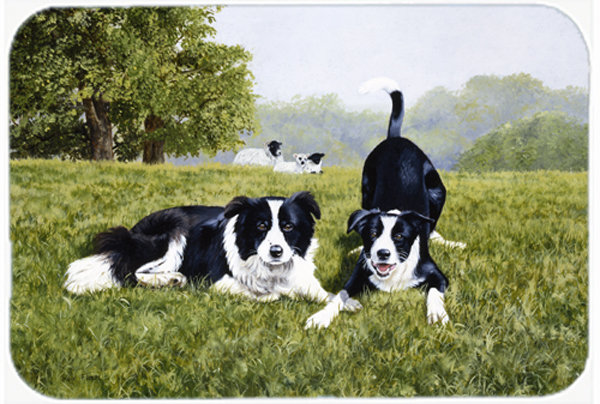 Caroline's Treasures Let's Play Border Collie Glass Cutting Board