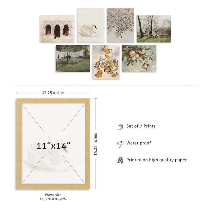 Cygne, pays, campagne, impressions florales, nature sauvage, minimalisme, rustique et confortable, impression sur papier, 7 pièces