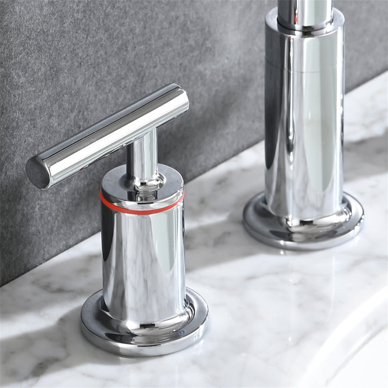 8 In. Widespread Double Handle Bathroom Faucet With Pop Up Drain, Chrome