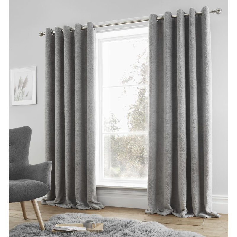 Sherpa Eyelet Room Darkening Curtain, 168 W x 183 D cm