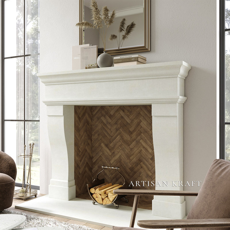 Foyer en pierre Nova Nova, 10 po x 62 po x 56 po, Naturel / naturel