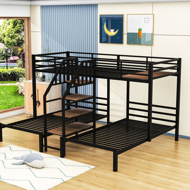 Afshah Twin over Twin & Twin Triple / Quad Bunk Bed by Isabelle & Max™, Black