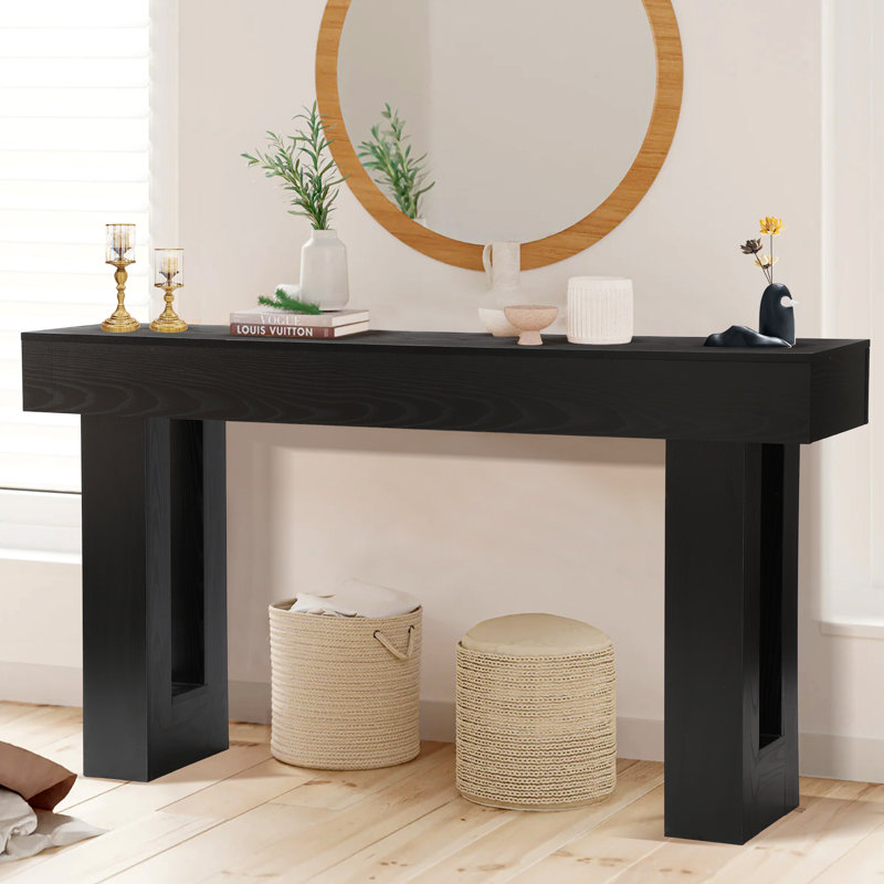 63" Long Console Table, Farmhouse Sofa Table Behind Couch, Wooden Entry Console Tables With Storage For Living Room, Rectangular Entryway Table For Entrance, Hallway, Foyer