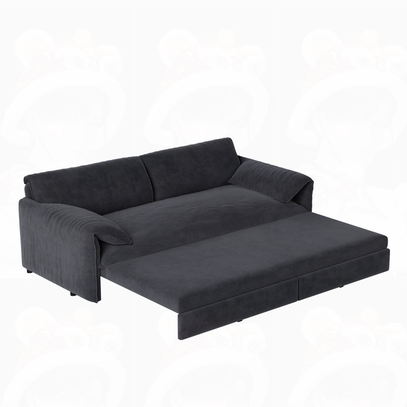 Causeuse-lit en velours multifonctionnel, Gris