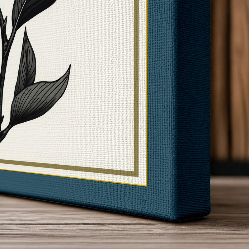 Single Bloom Study Botanical - Wrapped Canvas, 30x20 - 76.2 x 50.8 cm, Teal Border