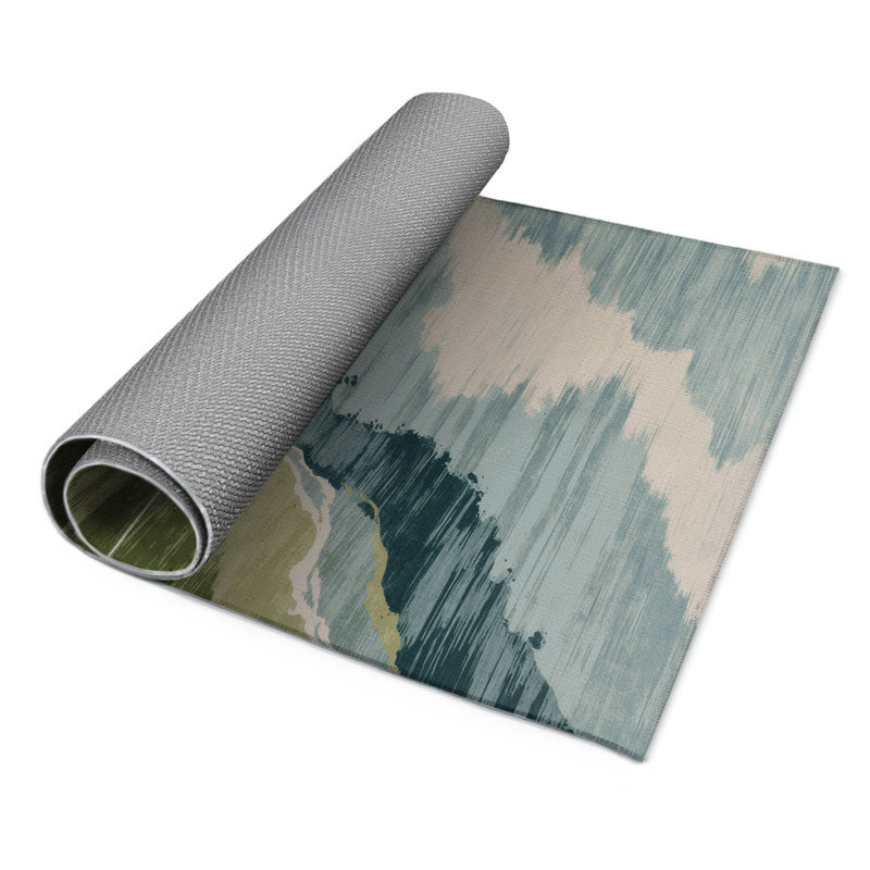 Tapis intérieur et extérieur brun Watercolor, Rectangulaire 3 pi x 5 pi