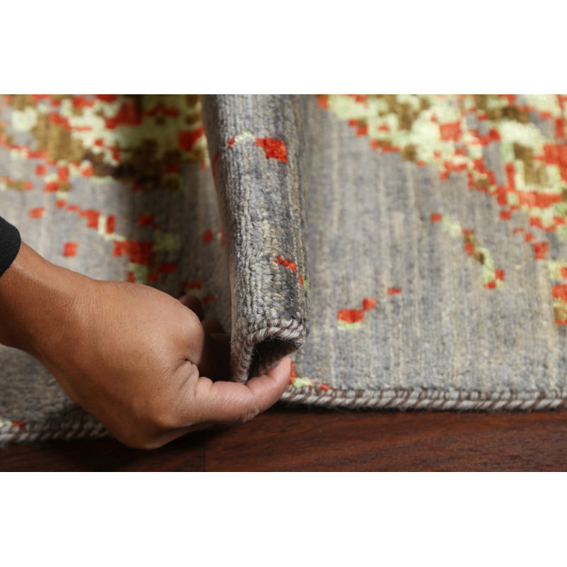 Tapis unique en or noué à la main 9 pi x 12 pi 4 po New Age