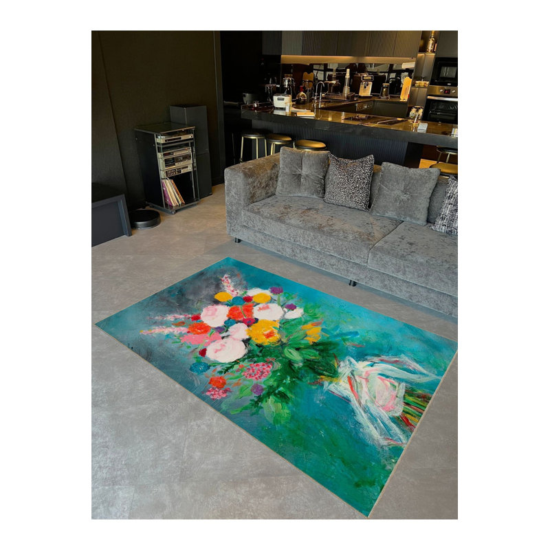 Tapis décoratif lavable à la machine, Rectangle 3 pi 3 po x 4 pi 11 po