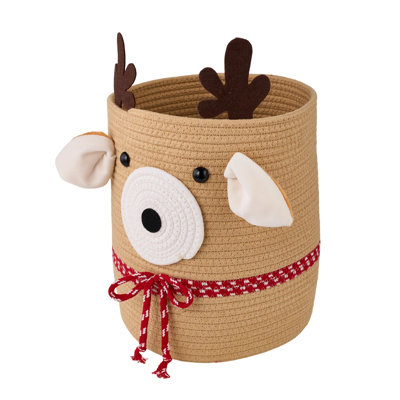 Christmas Reindeer Woven Storage Basket Organiser