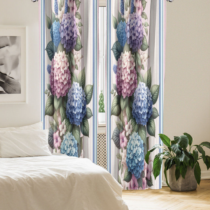Ensemble de 4 rideaux floraux Ambesonne, L 56 po x L 95 po
