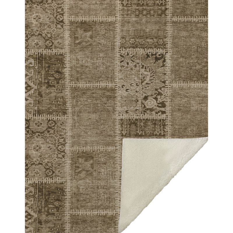 Jeté patchwork Addison Sherpa ASB635, Brun