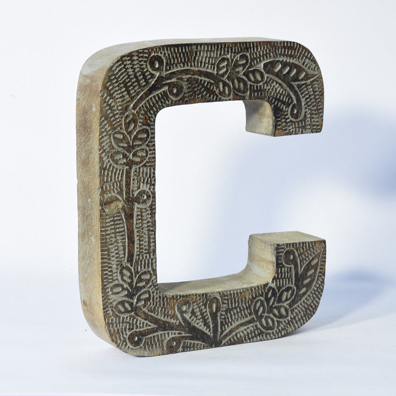 Haddam Text & Numbers Letter Block, Gray, C