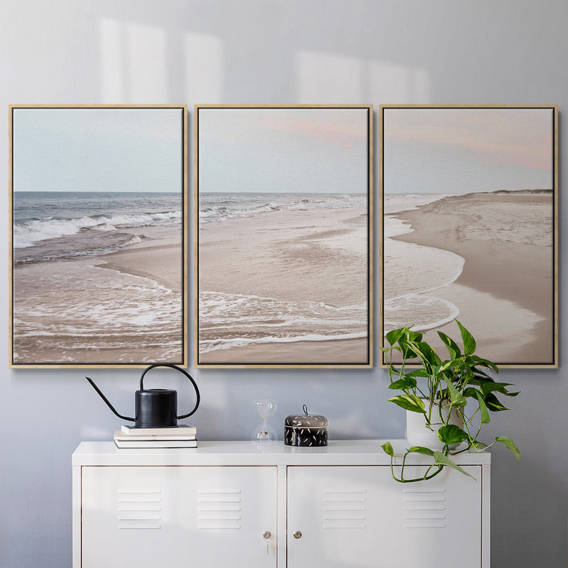Corolla Soft Shore, reproduction sur toile 3 pièces, Naturel, H 36 po x l 75 po x P 2 po