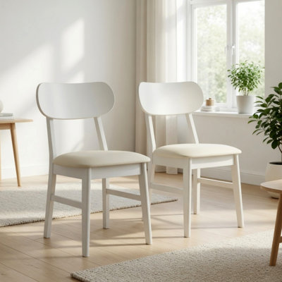 Ensemble de 2 chaises de salle à manger modernes, pieds en bois d'hévéa, similicuir 350 lb