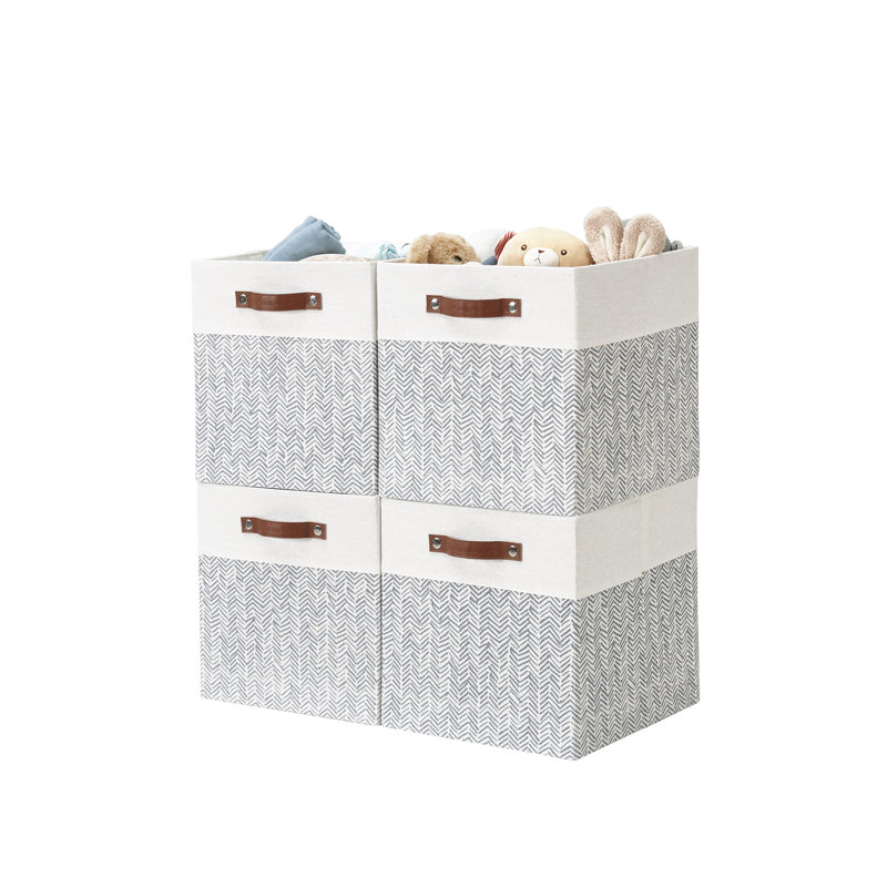 Ensemble de bacs en tissu robuste, H 12 po x l 12 po x P 12 po, Gris chevron