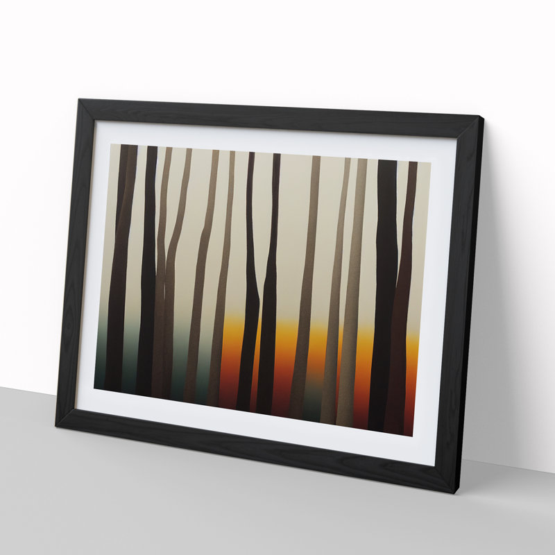 XH1022-10174X Winter Abstract Forest - Single Picture Frame Painting, Black, 46cm H x 64cm W x 2cm D