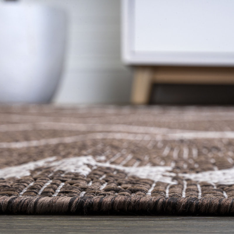 Kinkade Tribal Diamond Trellis Brown/Beige Indoor/Outdoor Rug, Runner 2'2" x 10'