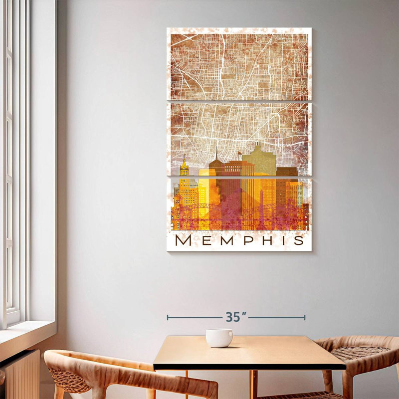Carte de la ville d'Aliaz Memphis, H 65 po x l 42 po