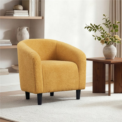 Upholstered Solid Wood Barrel Accent Club Chair