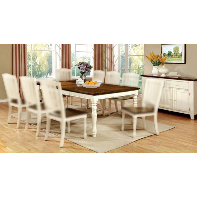 Table de salle à manger de 78 po de largeur avec rallonge papillon 18 po, blanc rétro