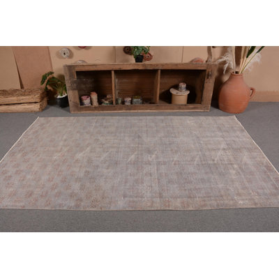 Tapis turcs, tapis 4,8 x 8,2 pi, tapis neutres, tapis en laine, tapis beige Oushak, tapis rétro