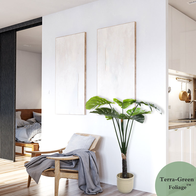Arbres artificiels avec pot Monstera Deliciosa, 2, H 47 po x l 25,6 po x P 25,6 po