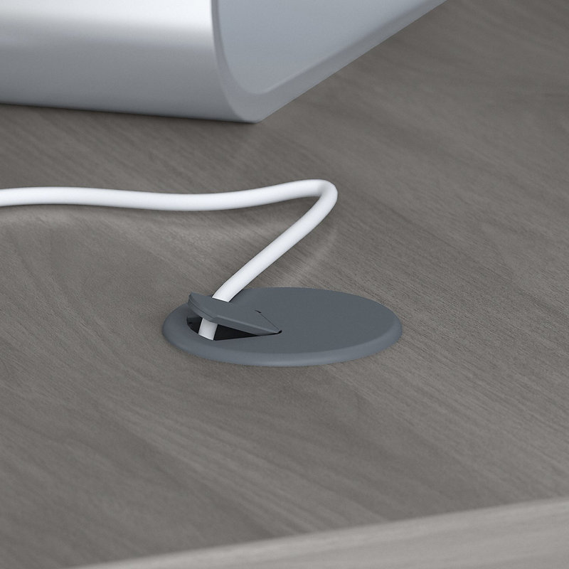 Ensemble de bureau d'ordinateur avec huche 3 pièces Echo, Gris moderne