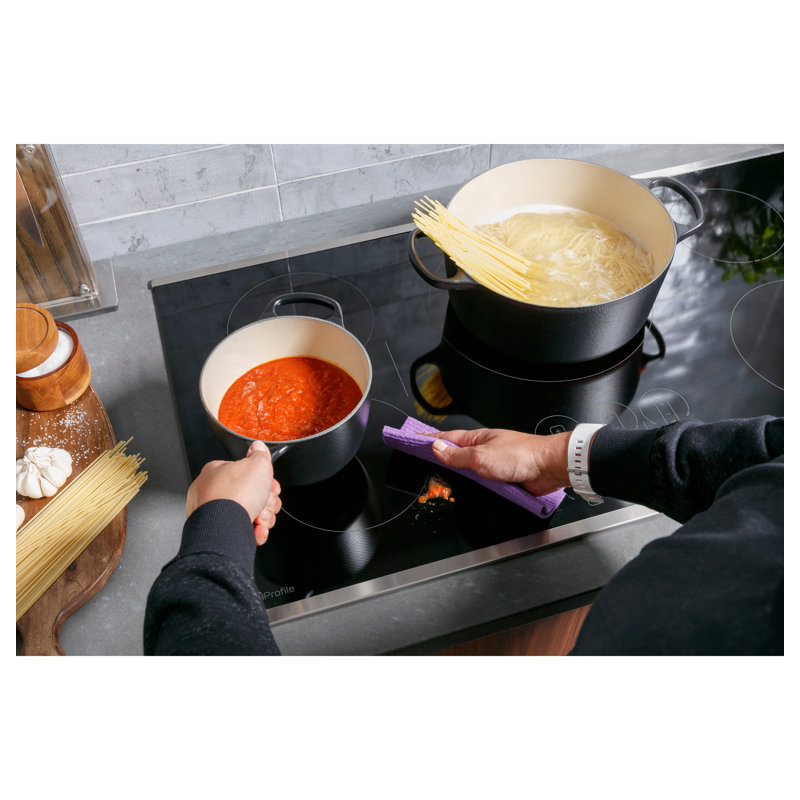 36" Induction Cooktop with 5 Elements, Black/Stainless Steel