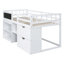 Lit mezzanine simple avec bureau à roulettes, tablette et tiroirs - blanc-1932858814