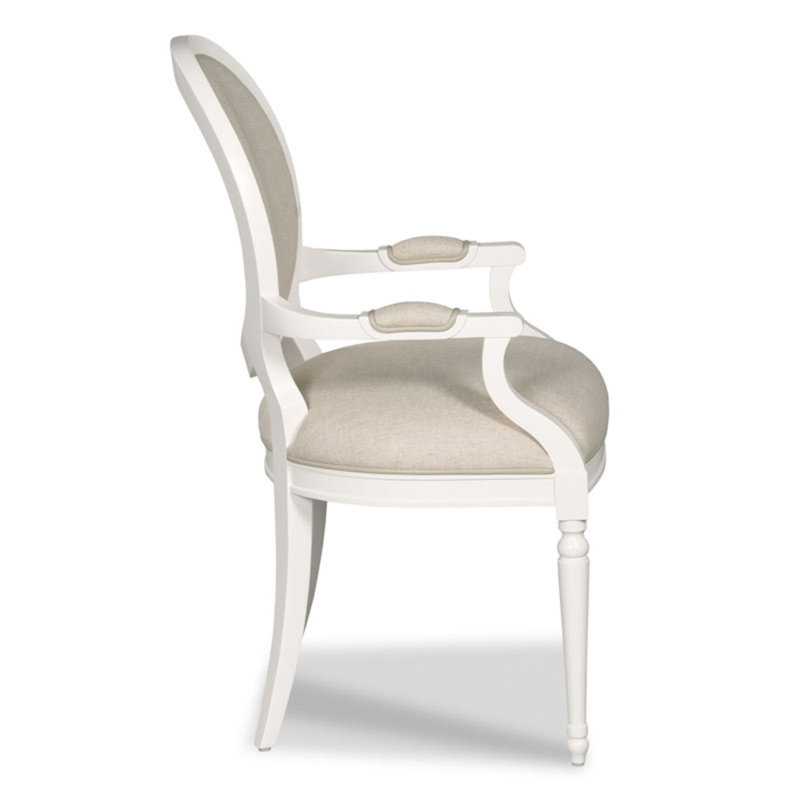 Hampton Linen Armchair, White Dove