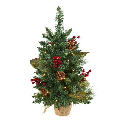 Sapin de Noël artificiel vert 2 'avec 35 lumières claires