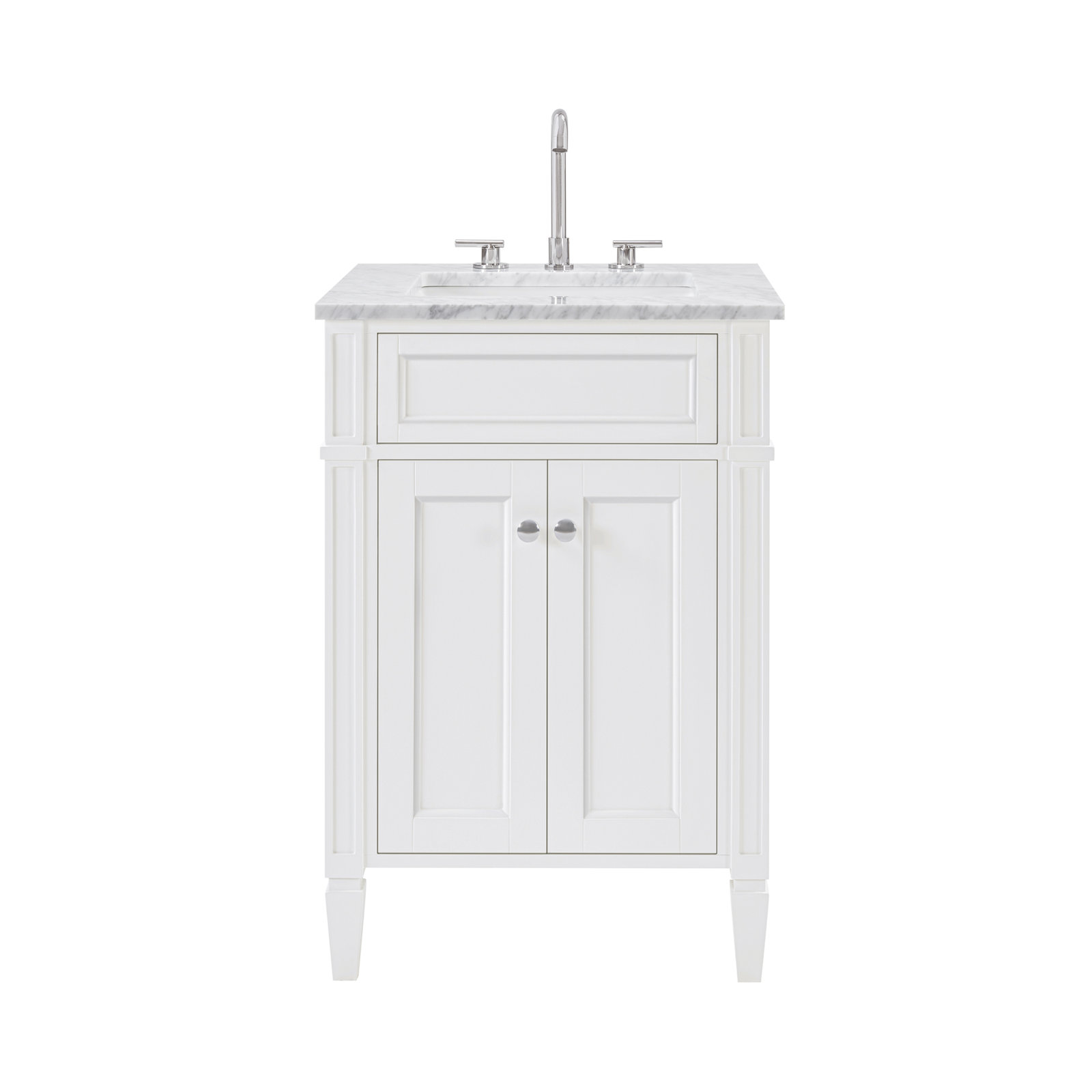 Alexxis  24 in. W x 21 in. D x 35 in. H Single Sink Freestanding Bath Vanity in Empire Gray with Carrara Marble Top