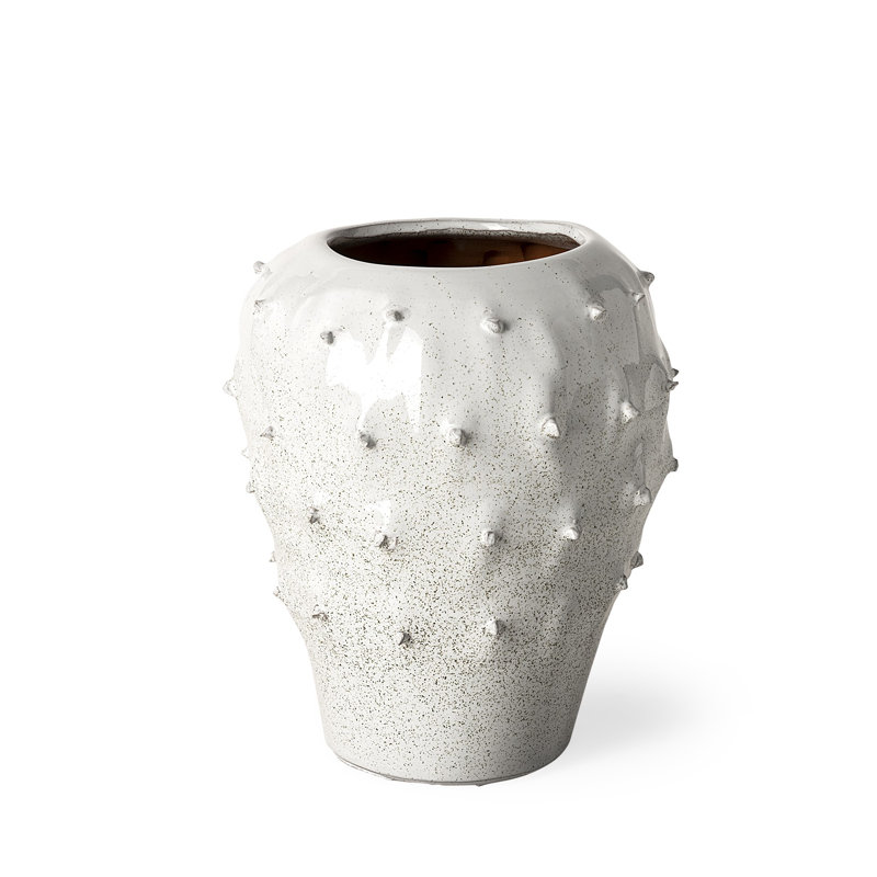 White Ceramic Table Vase, 11.41" H x 8.26" W x 8.26" D