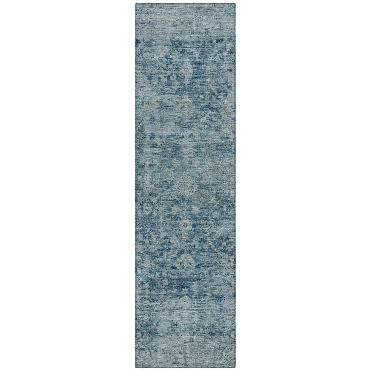 Machine Washable Indoor/Outdoor Xhevrie Blue Rug