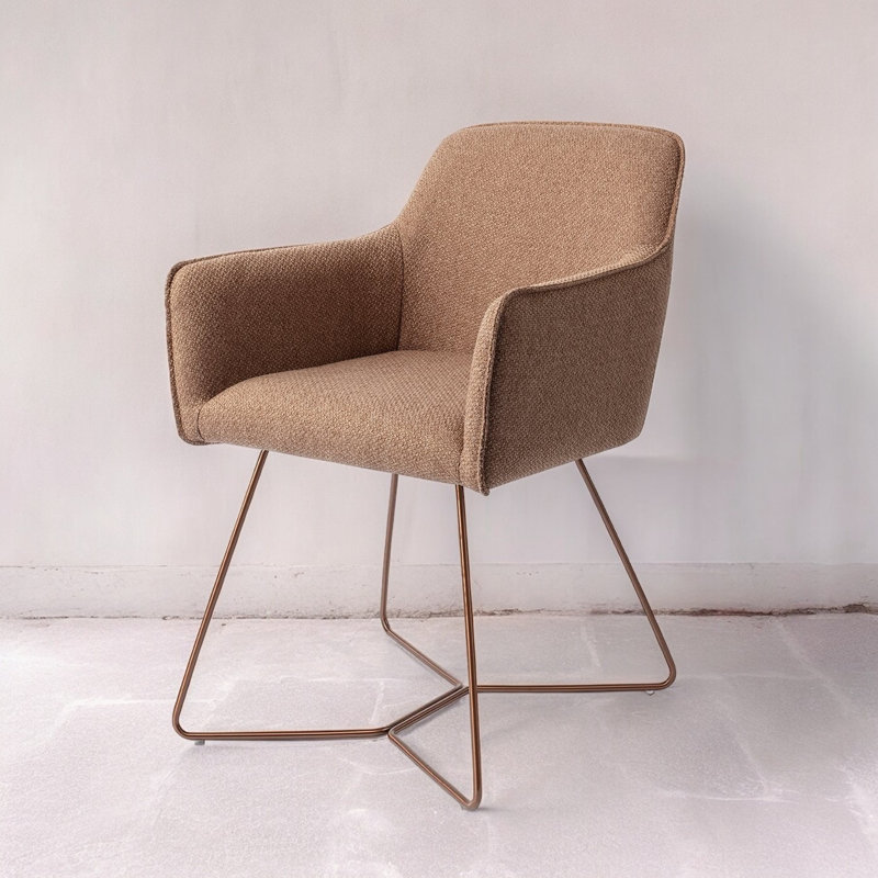 Dashall 49cm H Polyester Upholstered Metal Side Chair in Brown