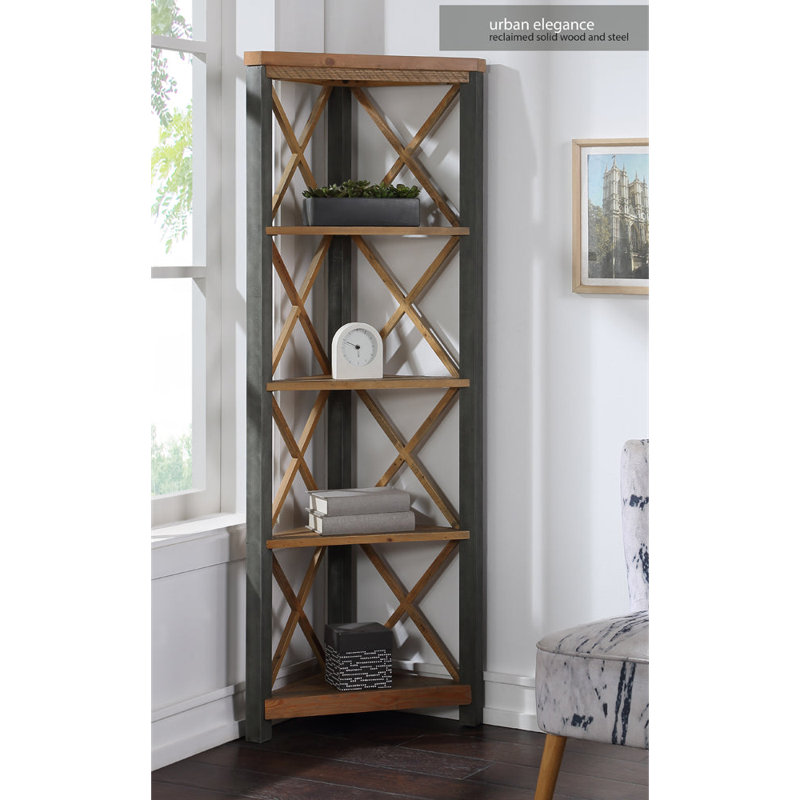 Calton 177cm H x 66cm W Steel Corner Bookcase