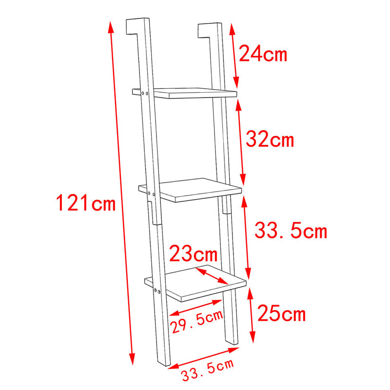 Swarthofthi 121cm H x 33.5cm W Ladder Bookcase