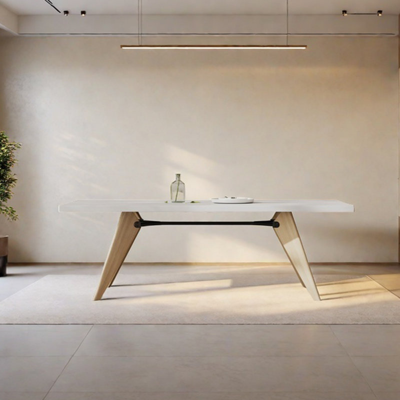Table de salle à manger en bois massif blanc, H 29,53 po x L 78,74 po x l 31,5 po