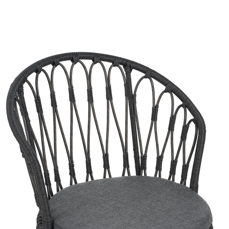 Kathrine Outdoor Dining Side Chairs with Cushions, Gray/Black