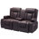 Canapé inclinable avec causeuse, canapé inclinable manuel avec console centrale, canapé inclinable en simili cuir avec ports USB, porte-gobelets et sacs de rangement, causeuse double pour le salon / véhicule récréatif, brun