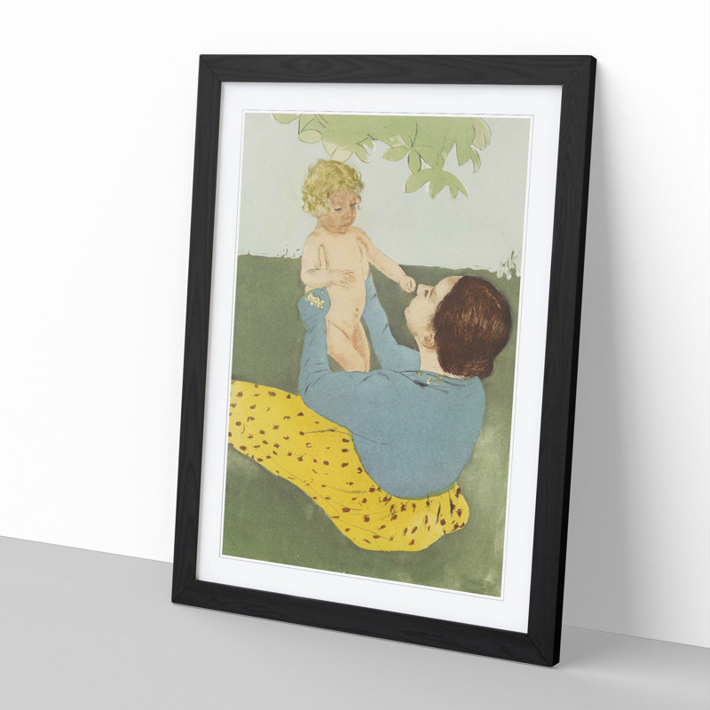 Mother and Child Vol.3 by Mary Cassatt - Picture Frame Painting, Black Framed, 65cm H x 48cm W x 2cm D