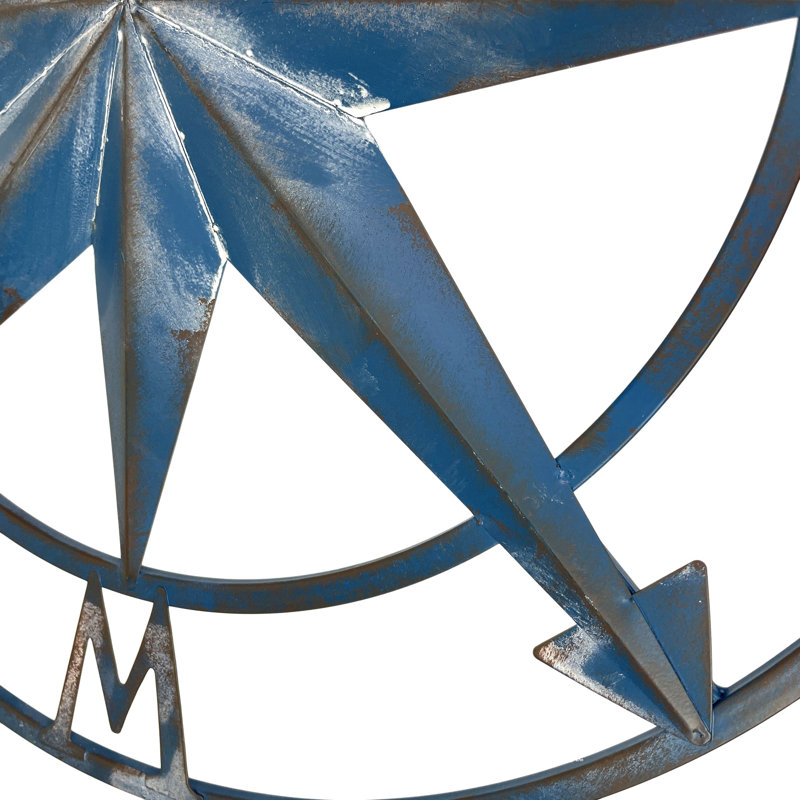 Décoration murale rose Compass, H 20" x l 20" x P 1", bleu