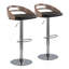 Tabouret de bar réglable avec pivot en métal chromé, bois et similicuir avec repose-pieds ovale