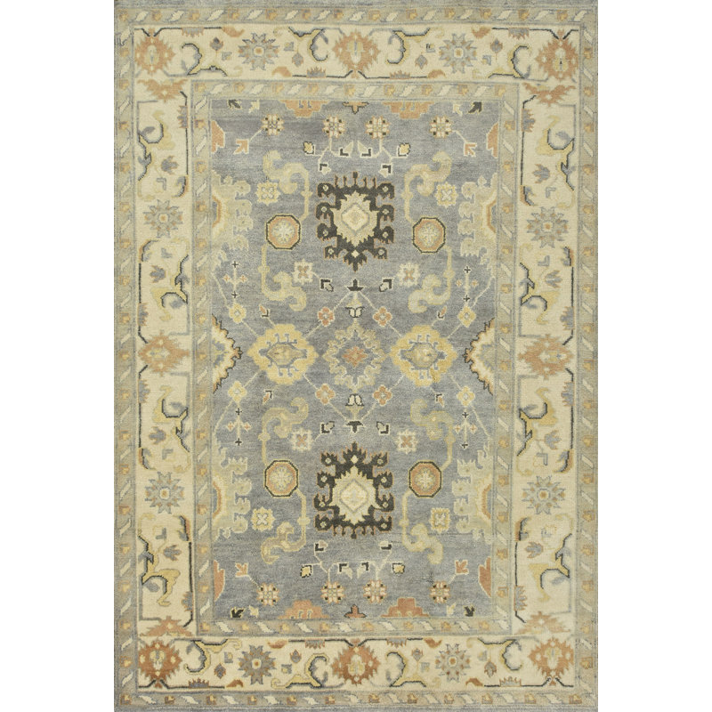 Tapis oriental gris en laine noué à la main Nastaho
